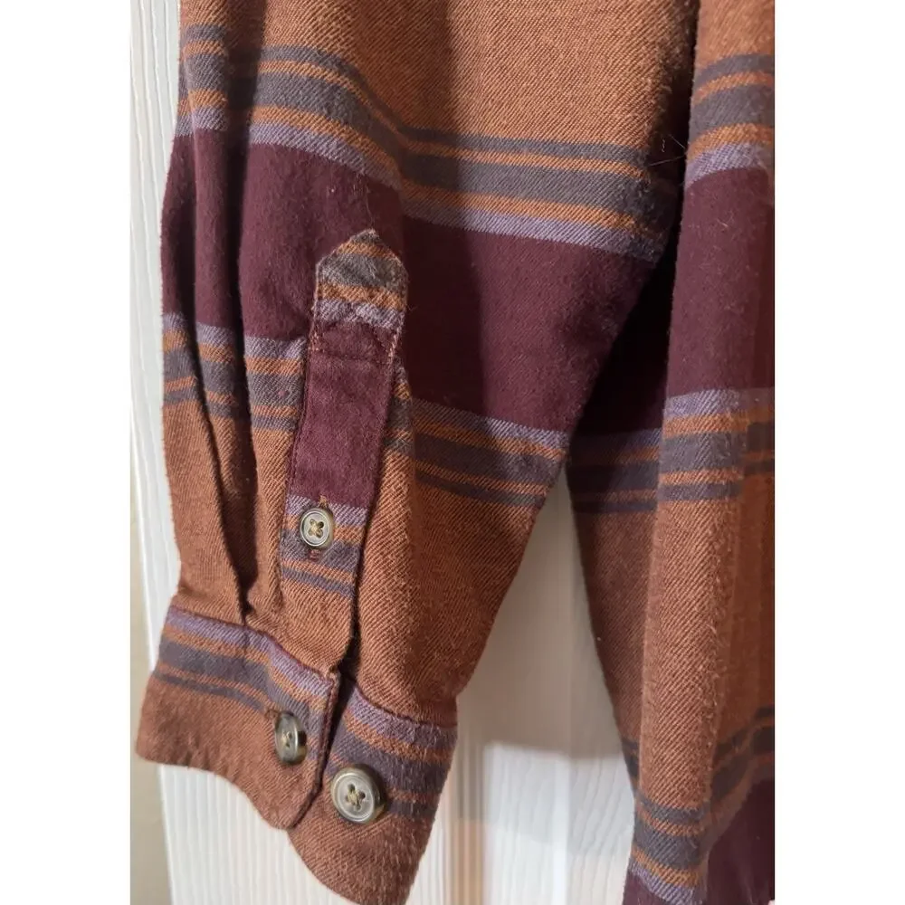 Carhartt Women’s Rugged Flex Loose Fit Flannel Shirt Brown Maroon Stripe Sz XXL - Picture 6 of 9